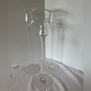 Holmegaard vintage Cabernet glass candlestick holders. Three each